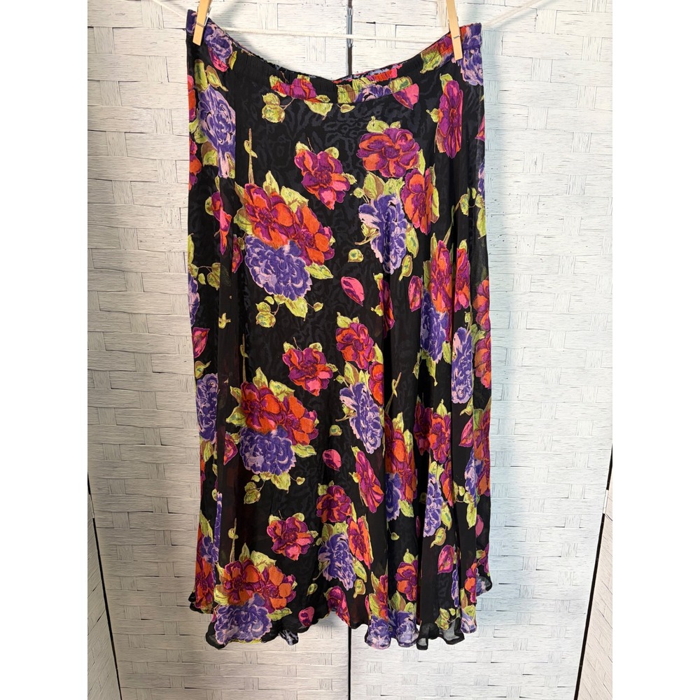 Coldwater Creek‎ Women's Skirt  Reversible Floral Animal Print Midi
